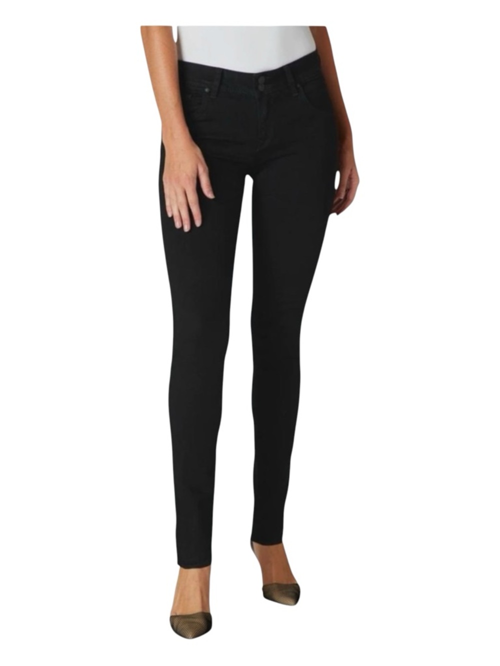 Hudson Collin Skinny Jeans Black Mid Rise Stretch Denim Made USA Size 28